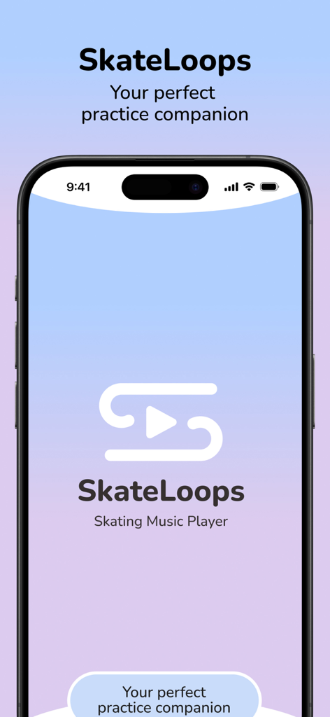 SkateLoops: MP3 Practice App - SkateLoops skating music player home screen with logo and practice companion tagline
