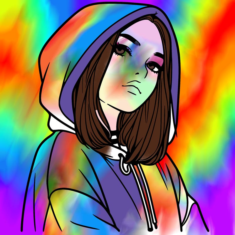 a realistic girl in a hoodie
