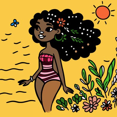 african woman in a swimsuit