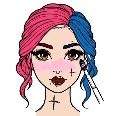 realistic person with makeup