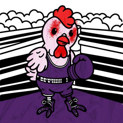 chicken jocky in a boxing ring