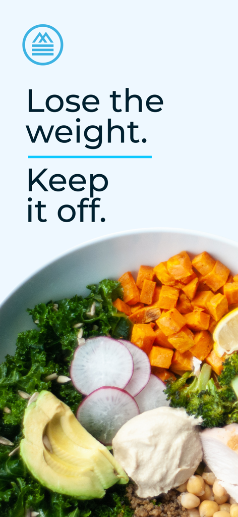 Macrostax: Diet & Meal Planner - A colorful healthy meal bowl with the text Lose the weight Keep it off and the Macrostax logo