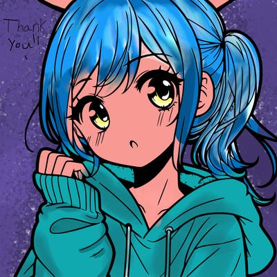 manga girl in hoodie