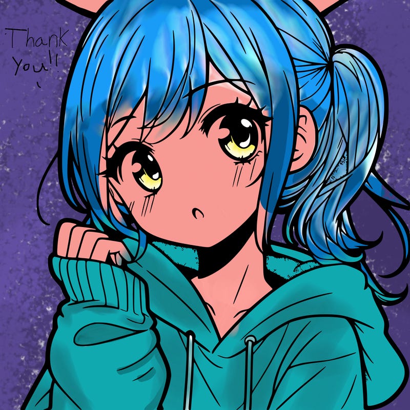 manga girl in hoodie