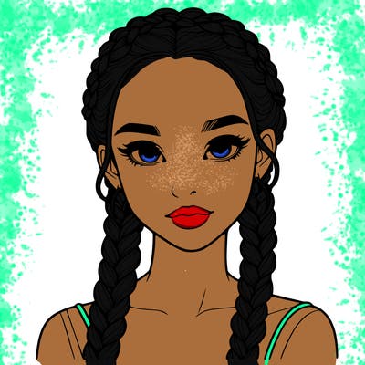 realistic girl with braids