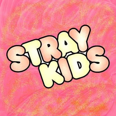 bubble letters saying stray kids