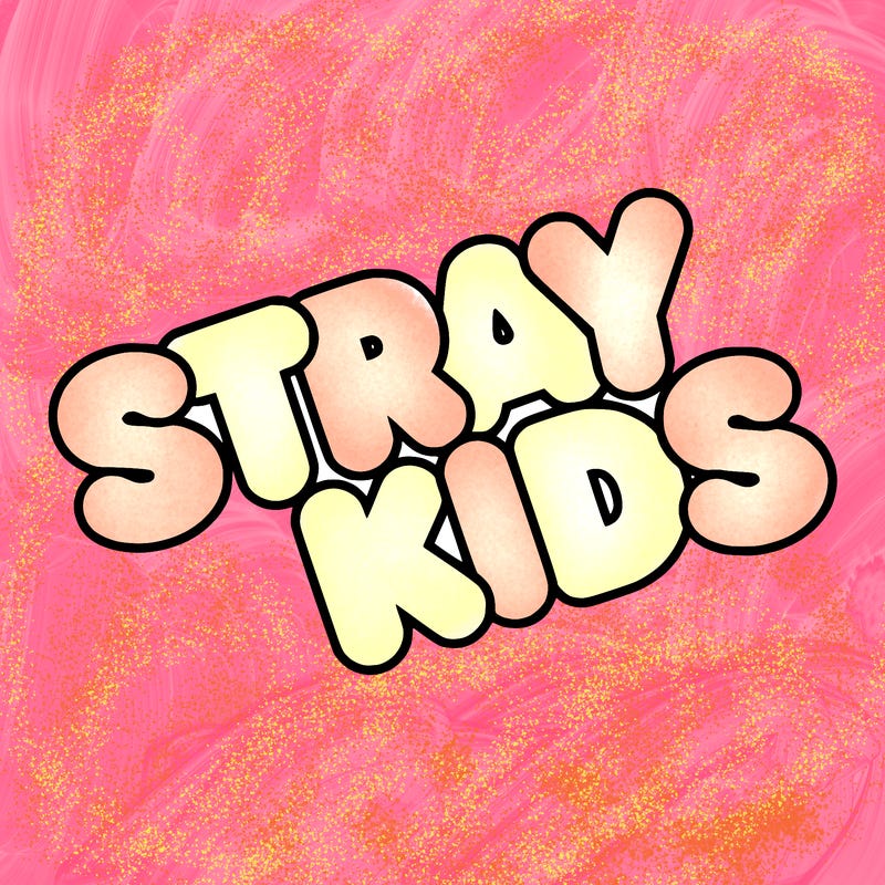 bubble letters saying stray kids