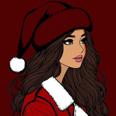 realistic girl in santa hat