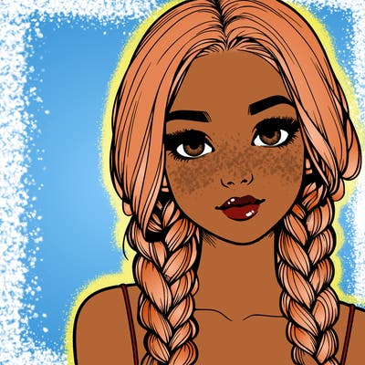 realistic girl with braids