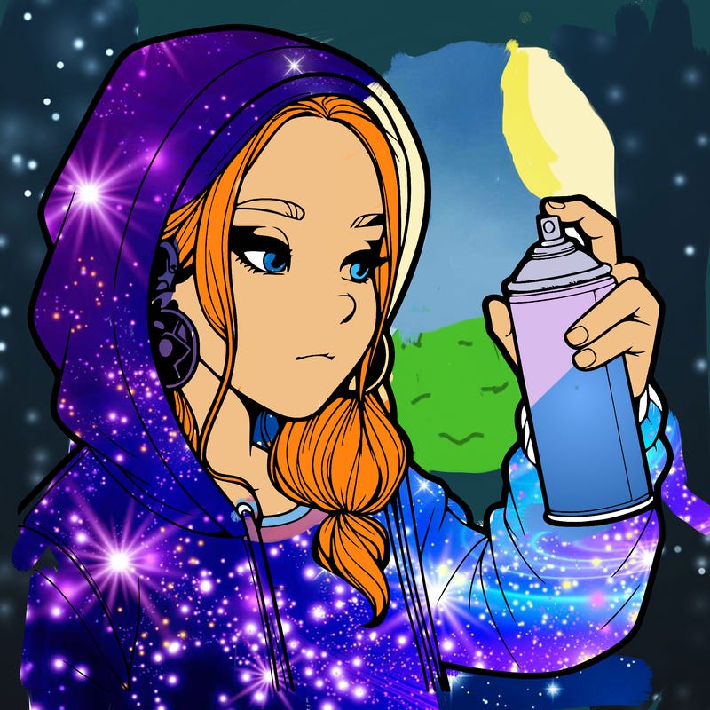 a realistic girl, spray painting