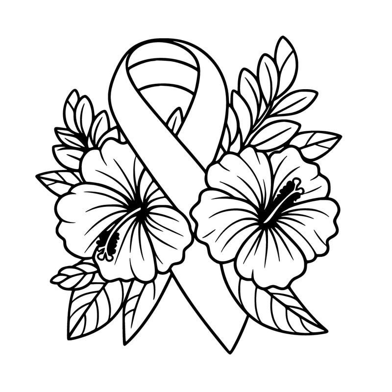 breast cancer awareness with hibiscus flowers