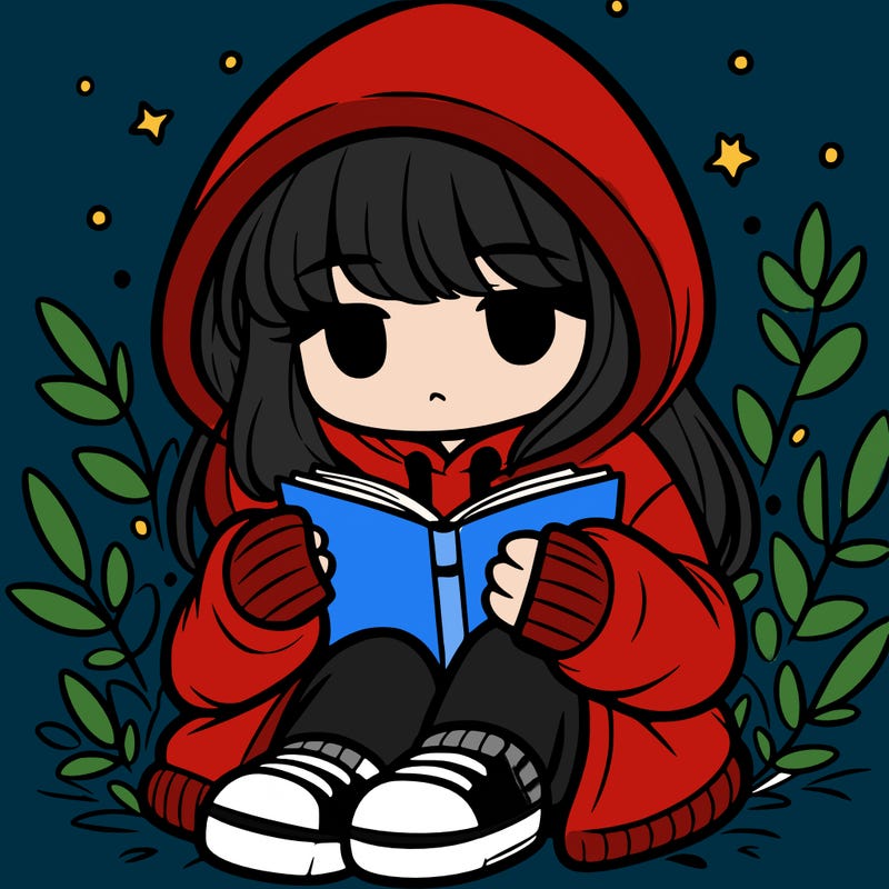 girl in oversized hoodie reading a book