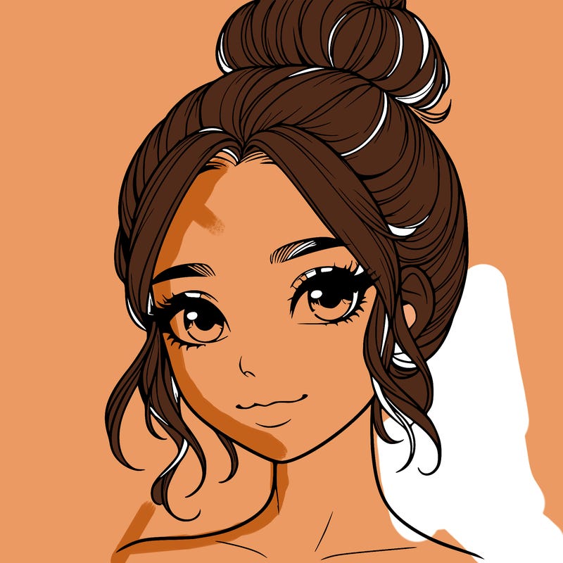 realistic pretty girl with hair in bun