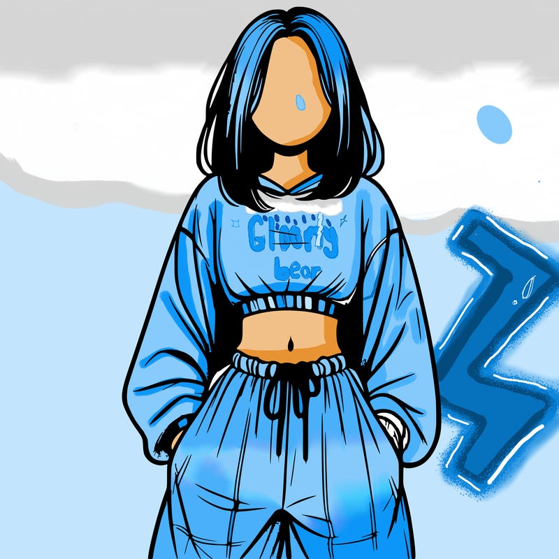 realistic girl faceless with baggy pants and a crop top