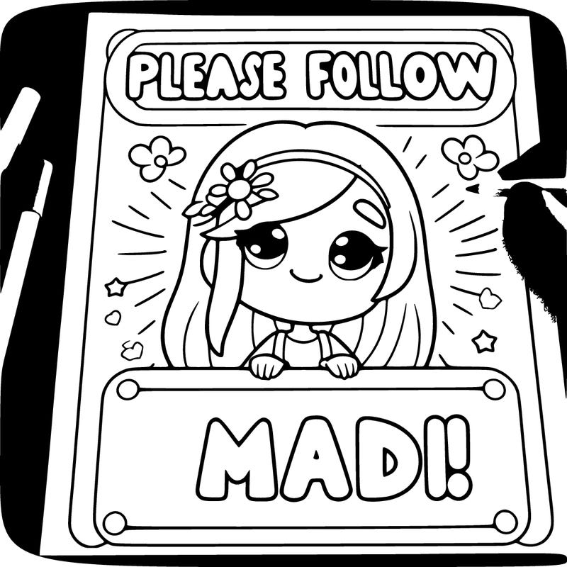 blank paper that says please follow madi