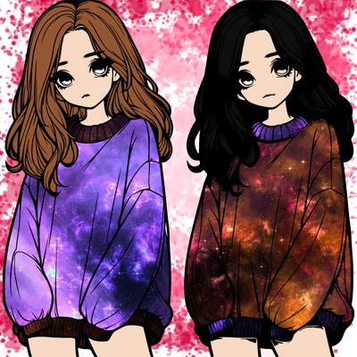 realistic girl with baggy sweater