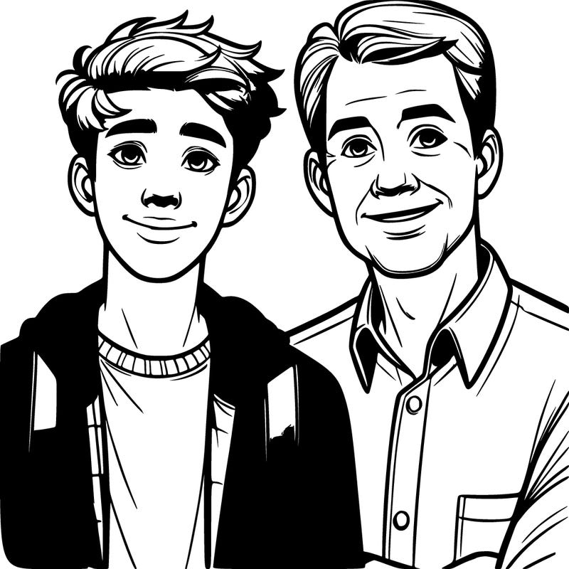 realistic teen boy and dad