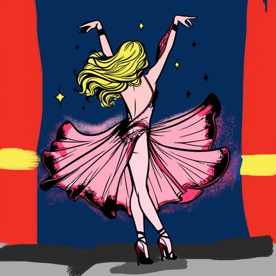 dancer dancing with a shimmery costume on realistic