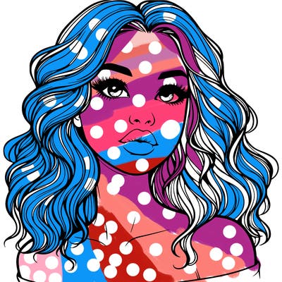 realistic girl with wavy hair and lips