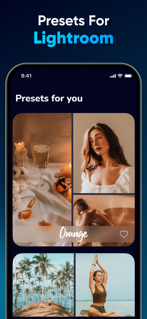Presets for Lightroom app showing curated aesthetic photo filters