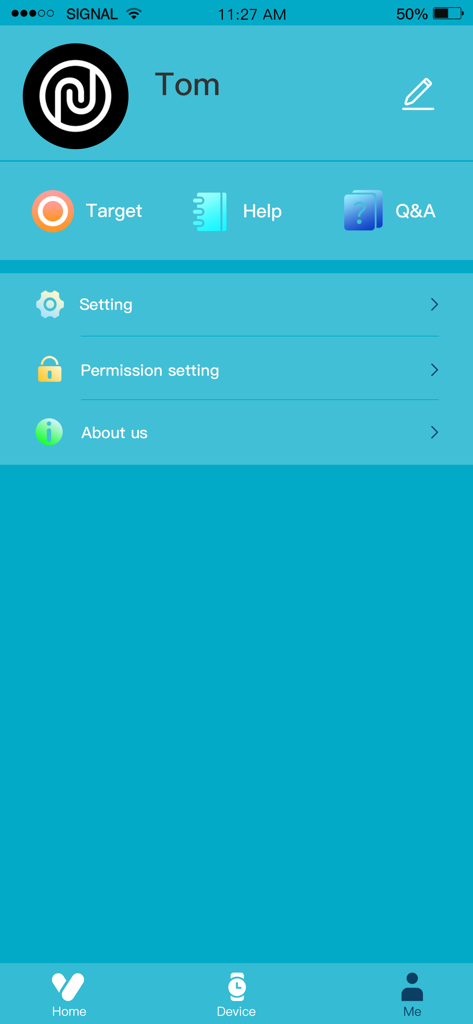 Noisefit ACE app profile screen showing user settings and health targets