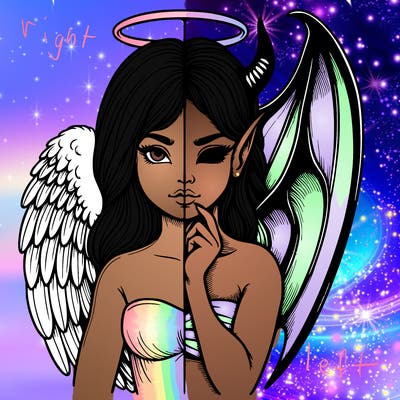 realistic angel half demon