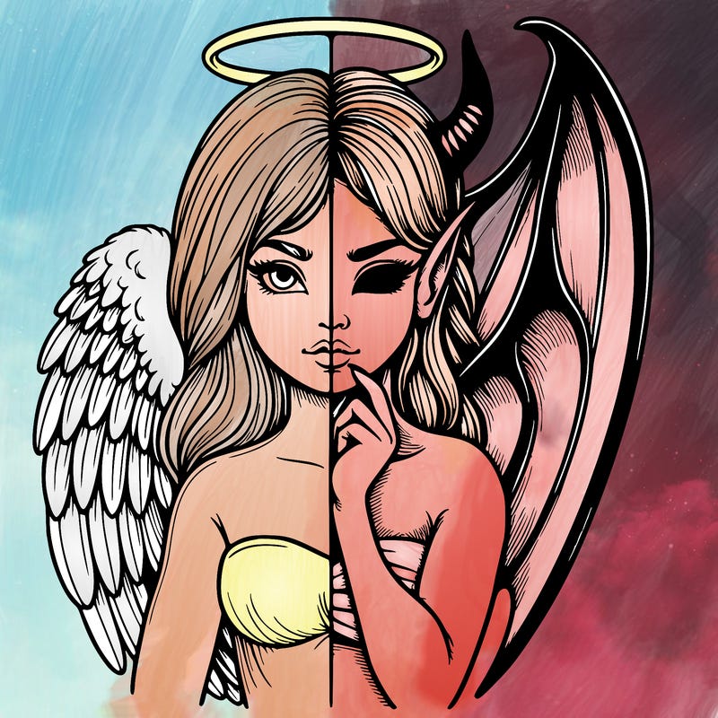 realistic angel half demon