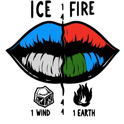 realistic lip split in fourth . 1 fourth ice 1 fire 1wind 1 earth