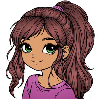 realistic girl with ponytail