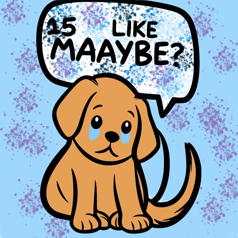 a puppy that says 5 like maybe