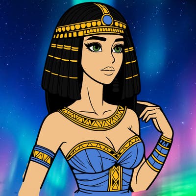 realistic woman wearing a cleopatra costume