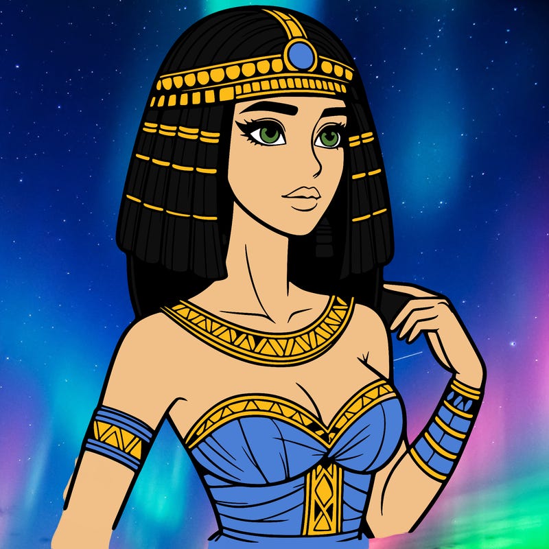 realistic woman wearing a cleopatra costume