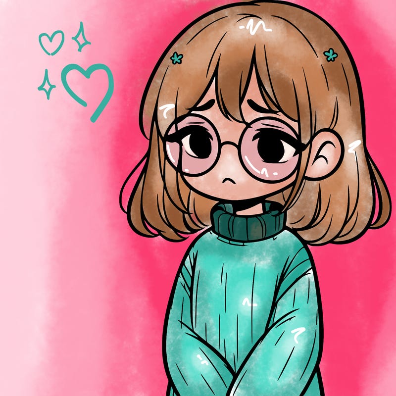 sad girl with glasses in a sweater