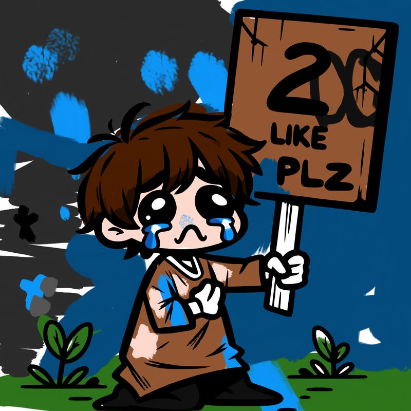 small poor toddler crying with sign that says 2 like plz
