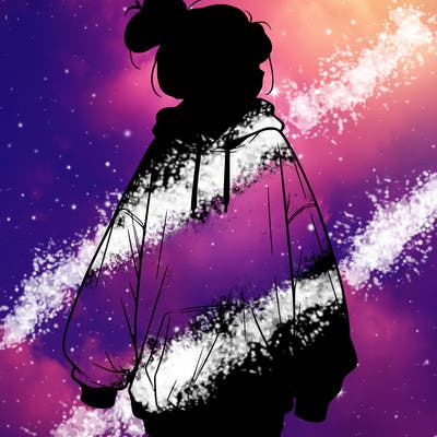 realistic girl with a oversized sweatshirt on and a bun