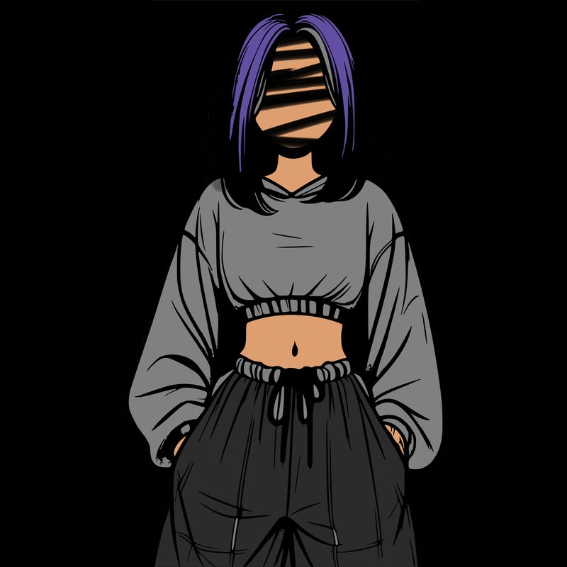 realistic girl faceless with baggy pants and a crop top