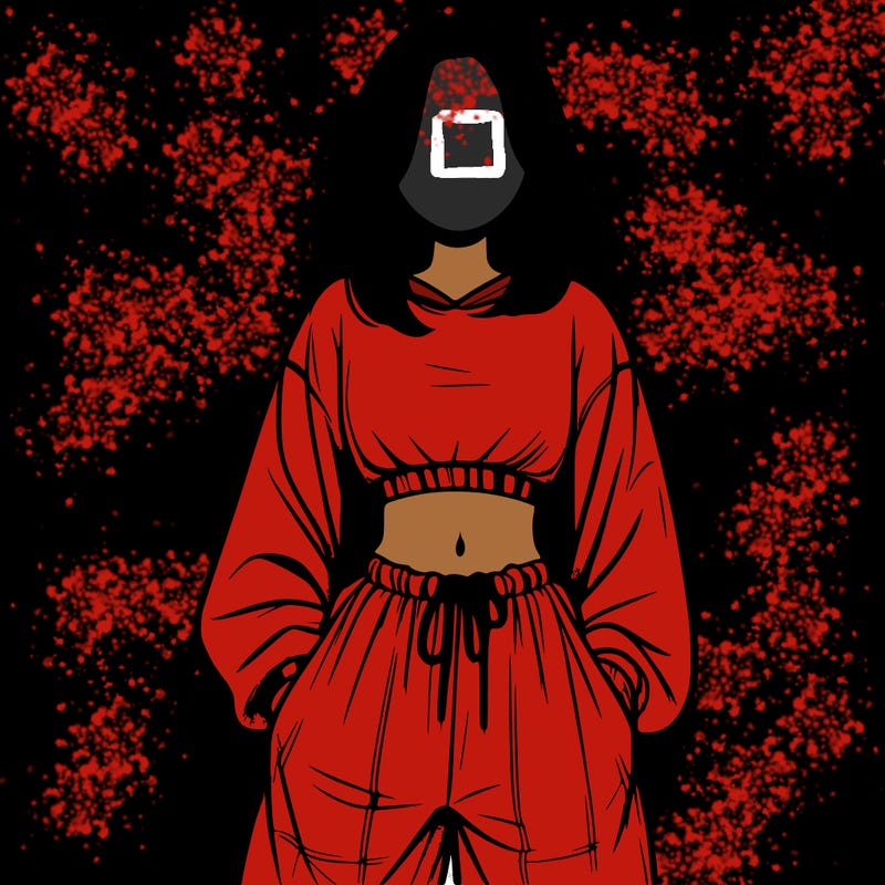 realistic girl faceless with baggy pants and a crop top