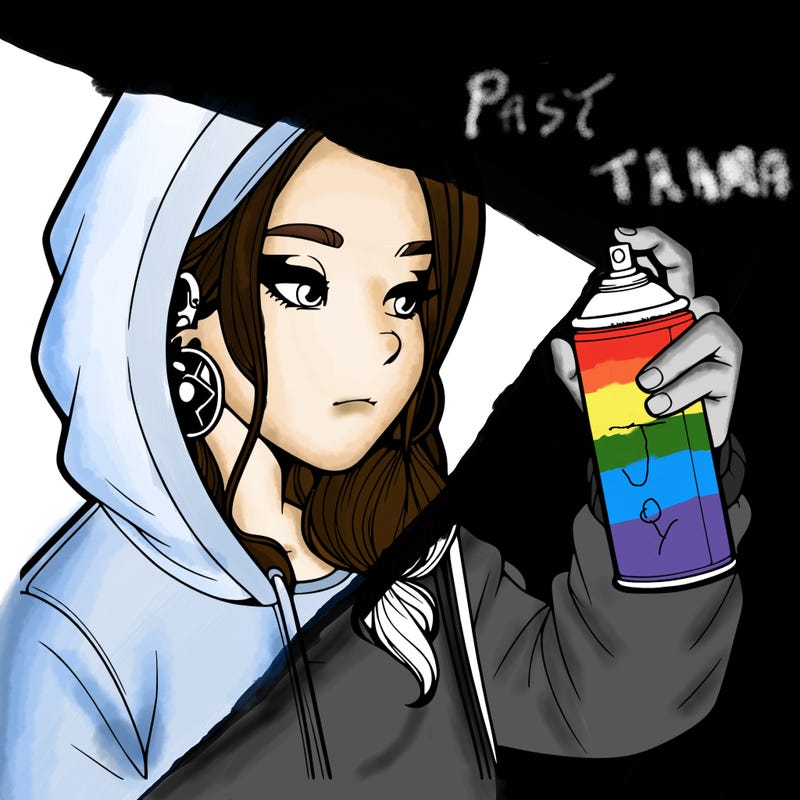 a realistic girl, spray painting