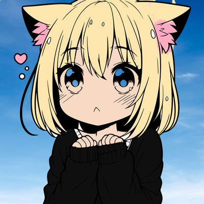 shy anime catgirl