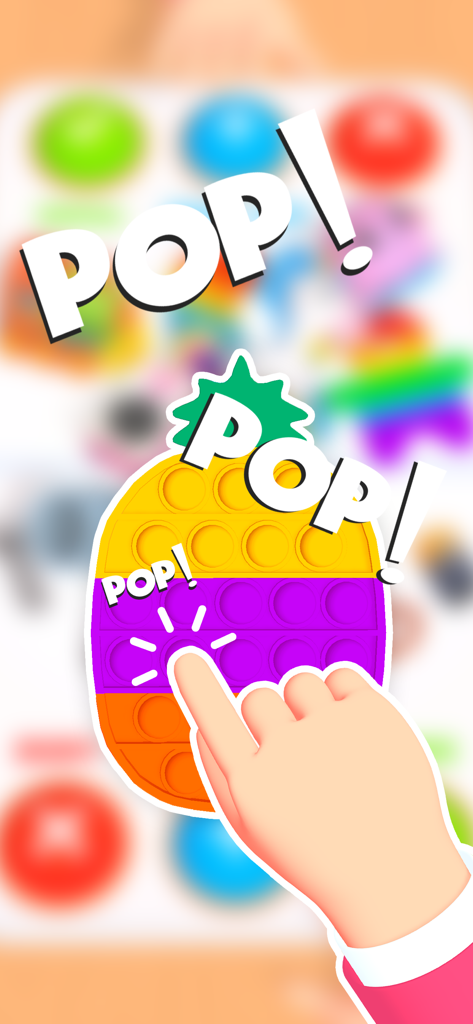 Trading Master 3D - Fidget Pop - A hand popping bubbles on a colorful pineapple-shaped fidget toy in Trading Master 3D.
