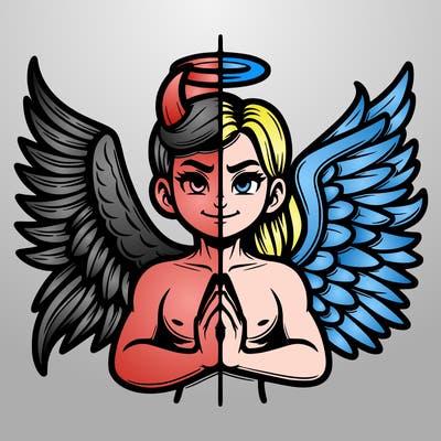 realistic devil vs angel split