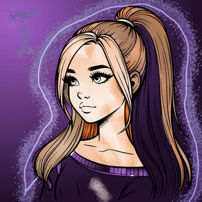 realistic girl with a high ponytail