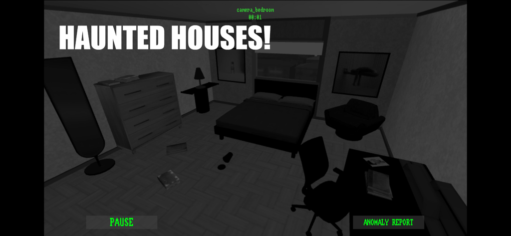 I'm on Observation Duty 공포 게임의 침실 흑백 감시 카메라 뷰