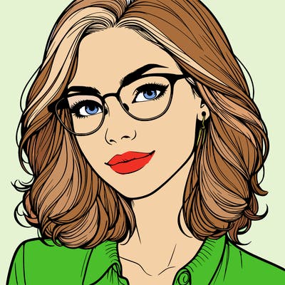realistic woman with glasses