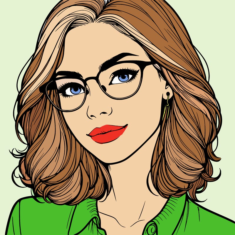 realistic woman with glasses