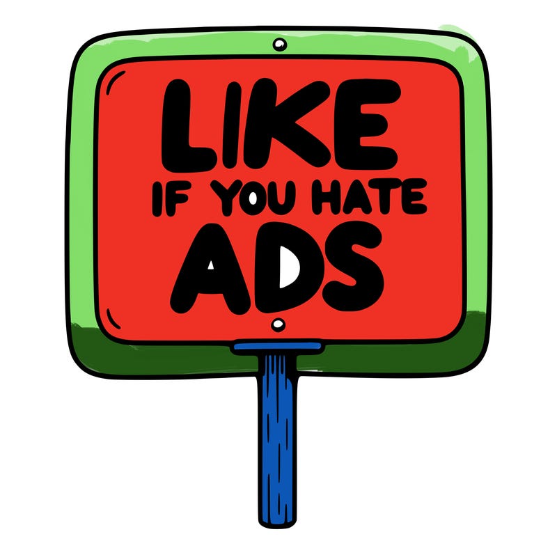 a sign that says like if you hate ads