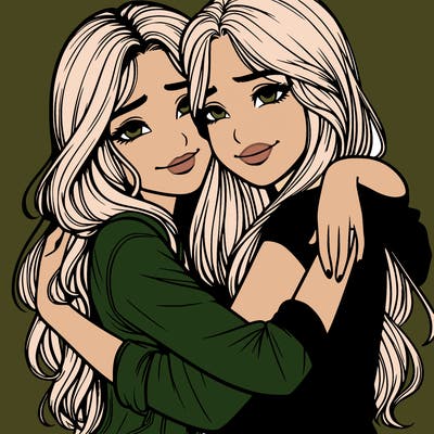 realistic girls hugging