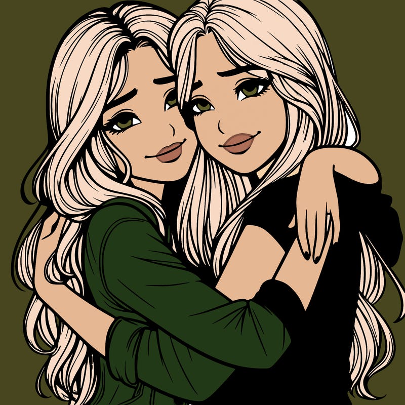 realistic girls hugging