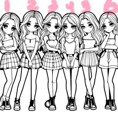 a group of girls realistic