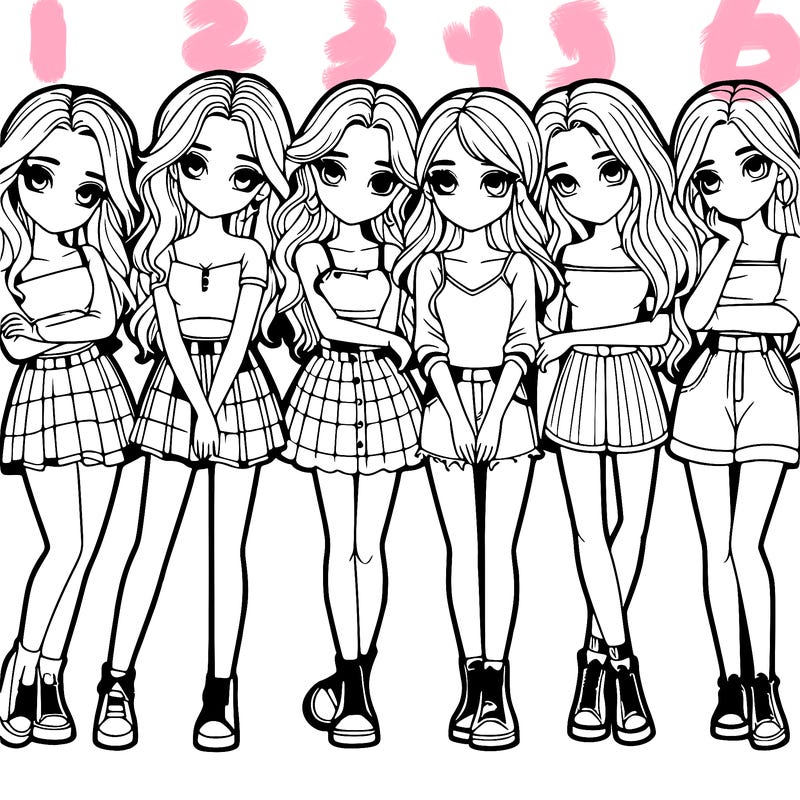 a group of girls realistic